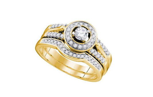 14K Halo Solitaire Diamond Duo Set