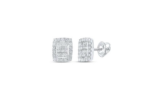 10K Baguette Diamond Rectangle Earrings