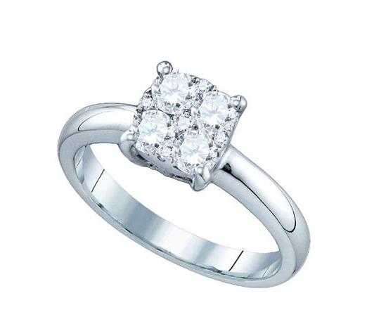 18K Bridal Round Diamonds Engagement Ring