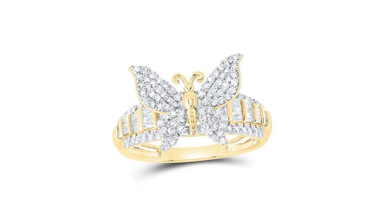 10K Butterfly 5/8 Cttw Diamond Ring