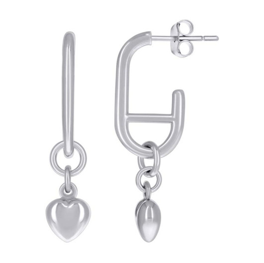 Sterling Silver Heart Dangle Earrings