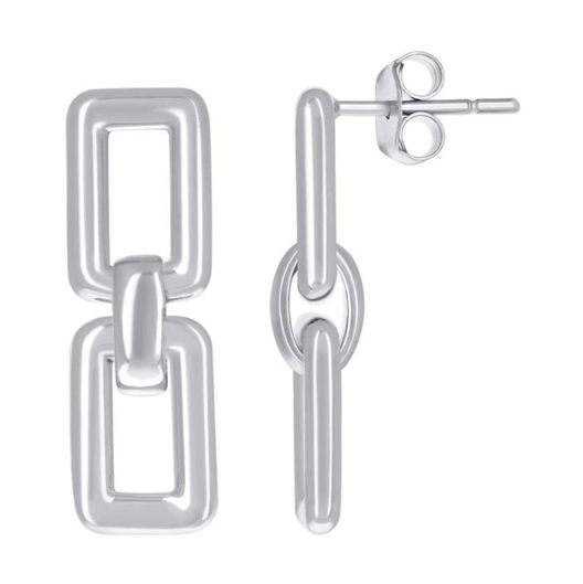 Sterling Silver Double Links Earrings