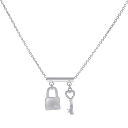 Sterling Silver Lock & Key Charm Necklace
