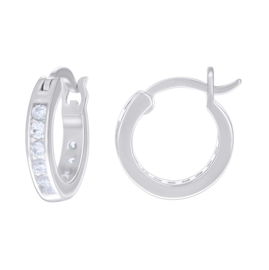 Sterling Silver 3mm White Sapphires Huggies