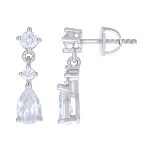 Sterling Silver White Sapphires Fashion Earrings