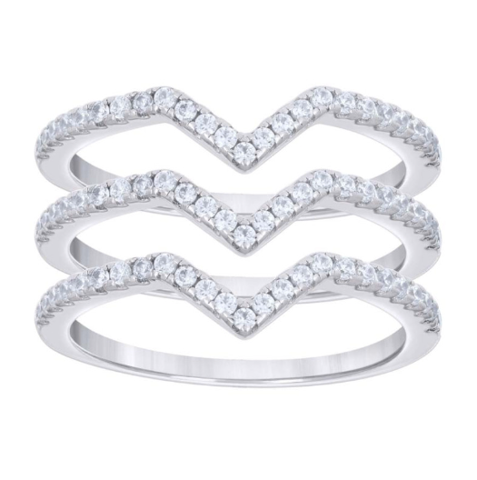 Sterling Silver White Sapphites Stackable Trio Bands