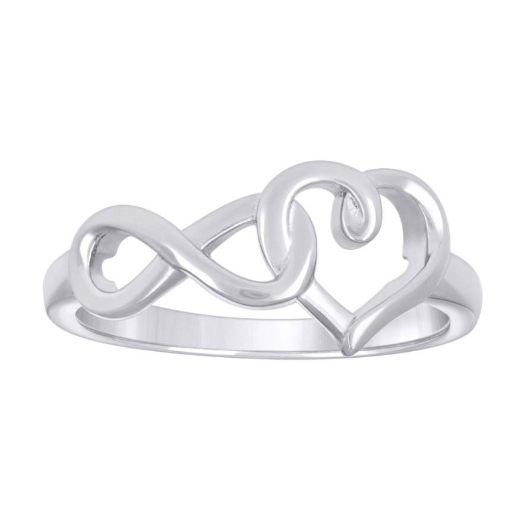 Sterling Silver Forever Love Infinity Heart Ring