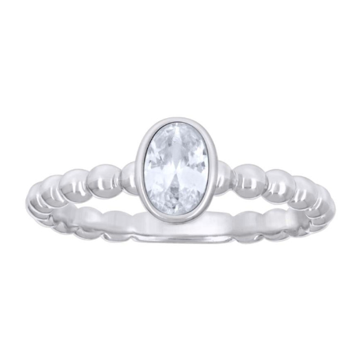 Sterling Silver Oval White Sapphire Ring