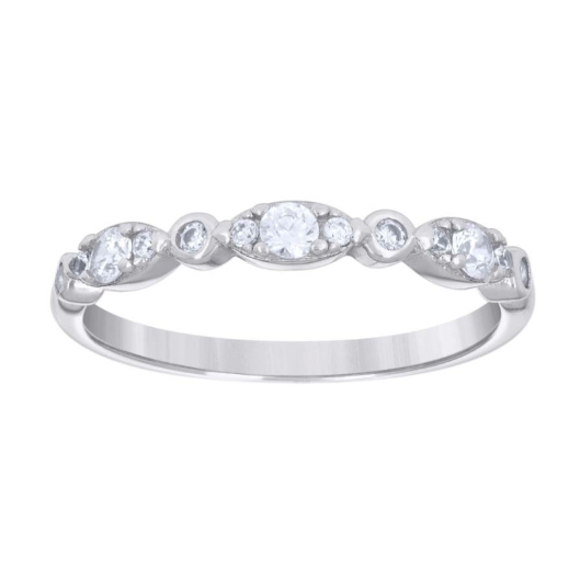 Sterling Silver White Sapphire Fashion Band