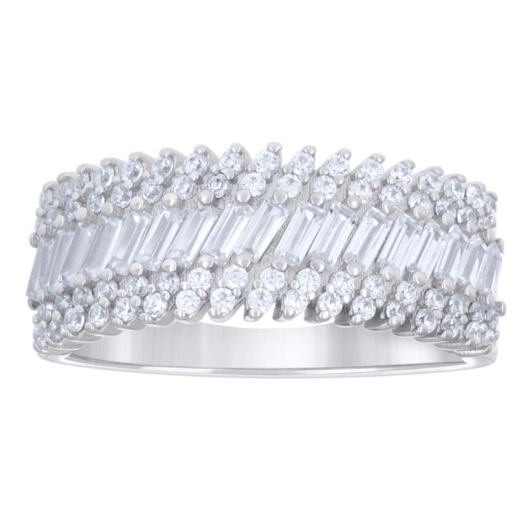 Sterling Silver White Sapphires Fashion Band