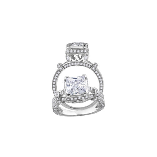 Sterling Silver Princess White Sapphires Fashion Ring