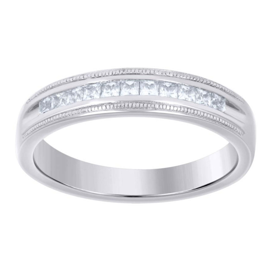 Sterling Silver Princess Cut White Sapphires Band