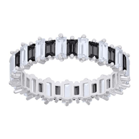 Sterling Silver Baguette Cubic Zirconias Fashion Eternity Band
