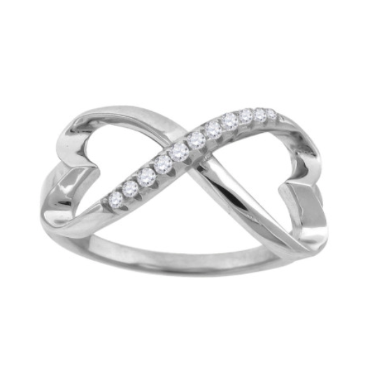 Sterling Silver Infinity Heart White Sapphires Ring