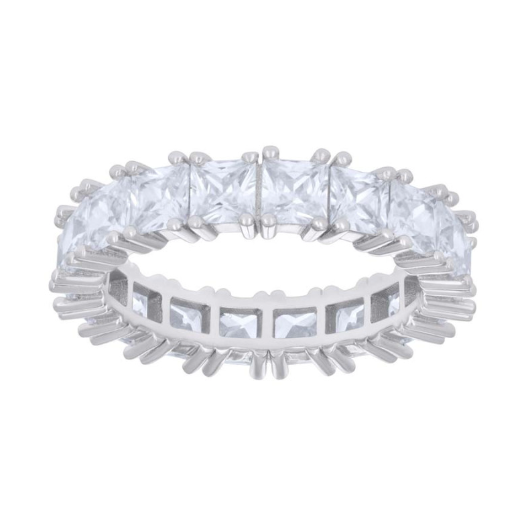 Sterling Silver Cubic Zirconias Princess Stones Eternity Band