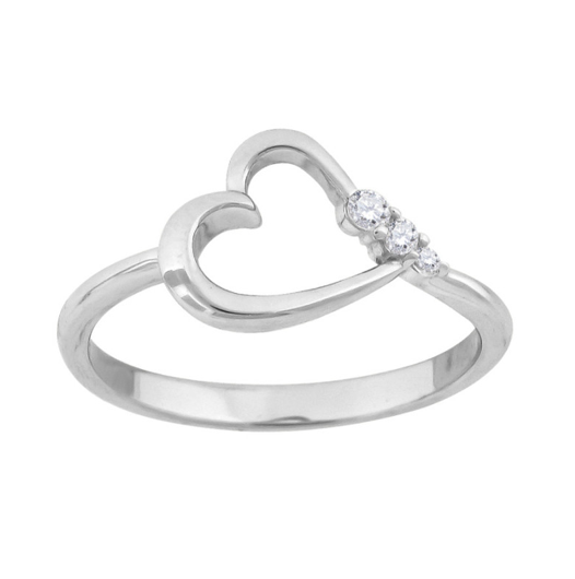 Sterling Silver 2 Stones Heart Ring