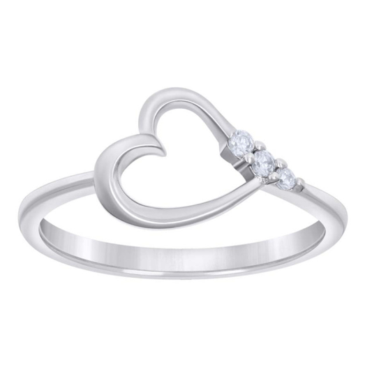 Sterling Silver 2 Stones Heart Ring
