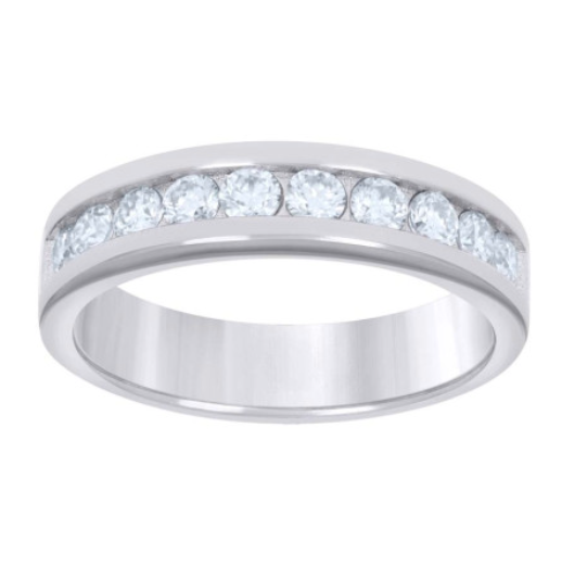 Sterling Silver Moissanite Ladies Wedding Band
