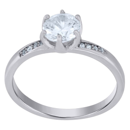Sterling Silver Moissanite Solitaire Engagement Ring