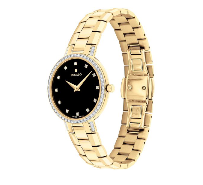Movado Diamond Yellow Gold-Tone Bracelet Watch