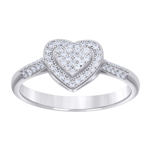 Sterling Silver Moissanite Heart Ring