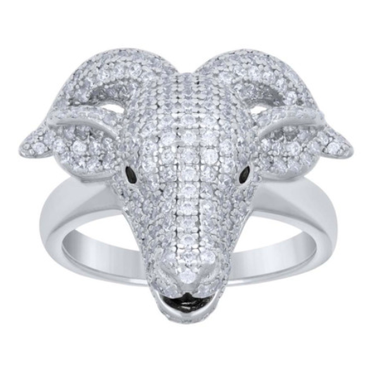 Sterling Silver Mens Goat Head  Ring
