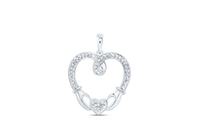 Sterling Silver Claddagh Diamond Heart Charm