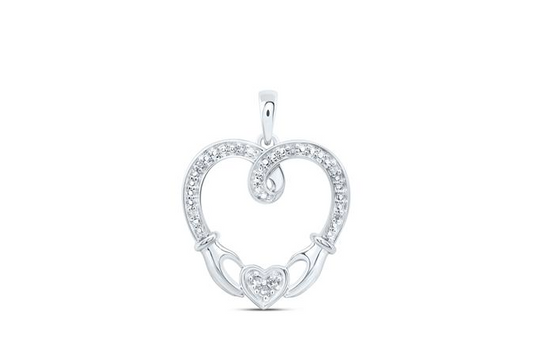 Sterling Silver Claddagh Diamond Heart Charm