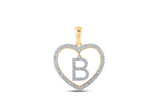 10K Heart “B” Diamond Initial Charm