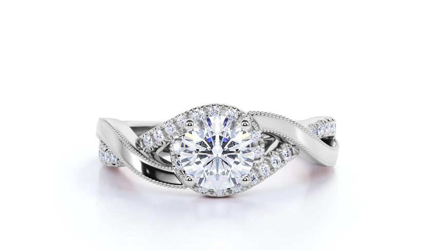 Sterling Silver Moissanite Infinity Engagement Ring