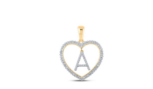 10K Heart “A” Diamond Initial Charm