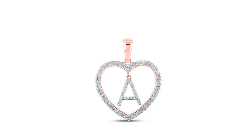 10K Heart “A” Diamond Initial Charm
