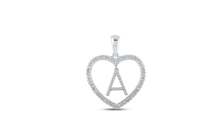 10K Heart “A” Diamond Initial Charm