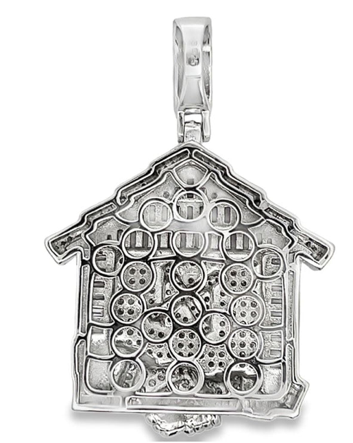 Sterling Silver Baguette Trap House Iced Out Moissanite Charm