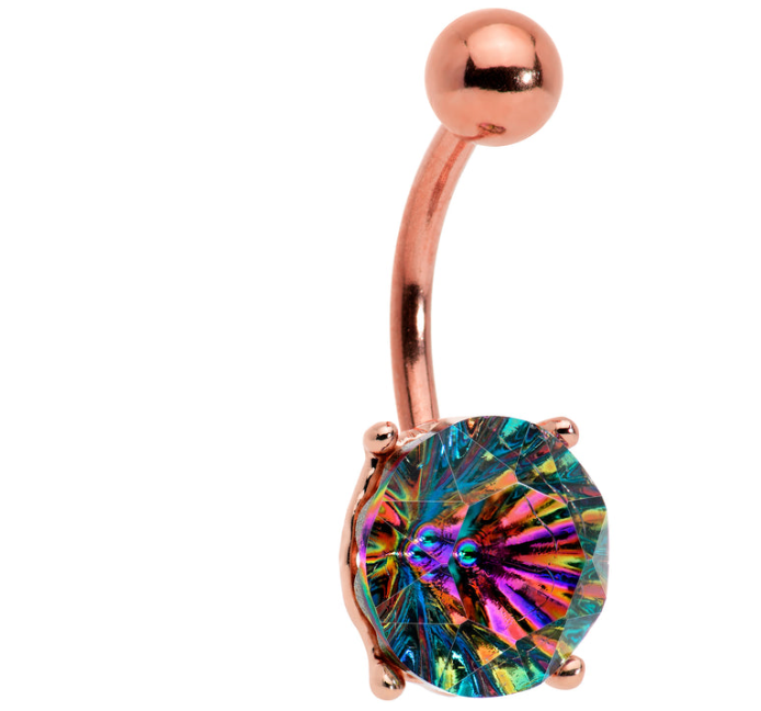 Surgical Stainless Steel Multi Color Rose Tone Bellybutton