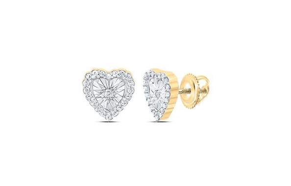 10K Heart Diamond Studs Earrings