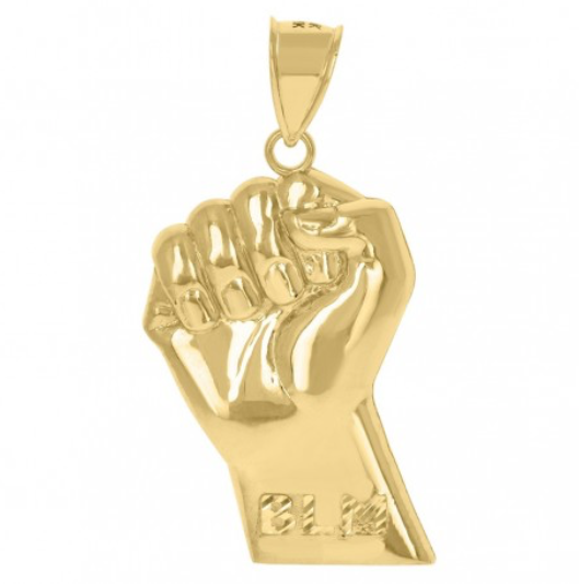 10k Yellow Gold Mens Black Lives Matter Symbol Fashion Charm