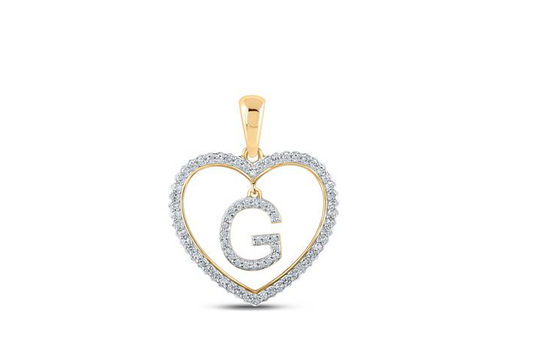 10K Heart “G” Diamond Initial Charm