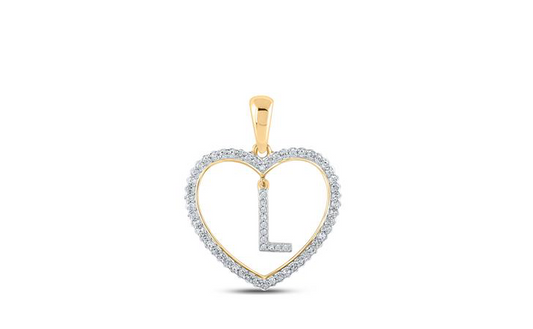 10K Heart “L” Diamond Initial Charm