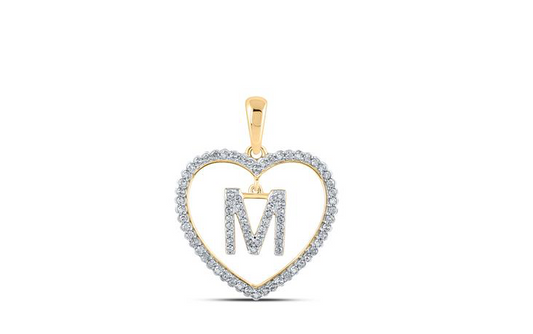 10K Heart “M” Diamond Initial Charm