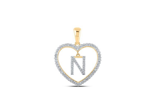 10K Heart “N” Diamond Initial Charm