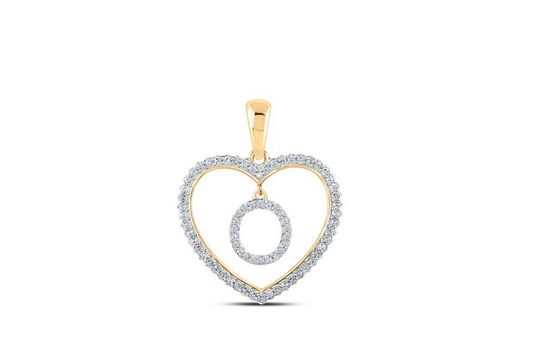 10K Heart “O” Diamond Initial Charm