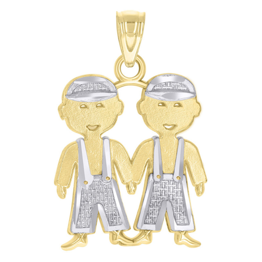 14k Yellow Gold Twin Boys Charm