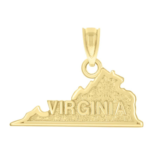 10K Yellow Gold Virginia State Charm