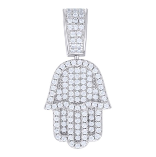 1.19 CT Moissanite Hamsa Pendant in Sterling Silver