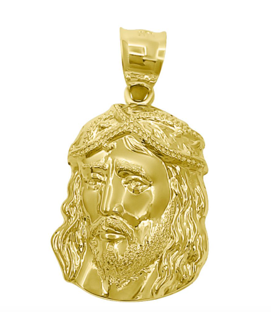 10K Yellow Gold Jesus Face Pendant Charm – Religious Gold Jewelry