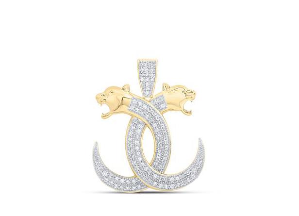 10k Yellow Gold 7/8 Cttw Diamond Panther Charm