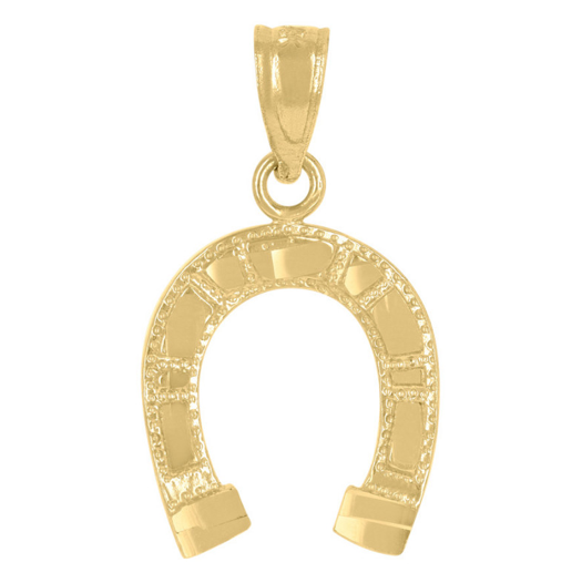 14k Horseshoe Gold Luck Diamond Cut Women's Charm