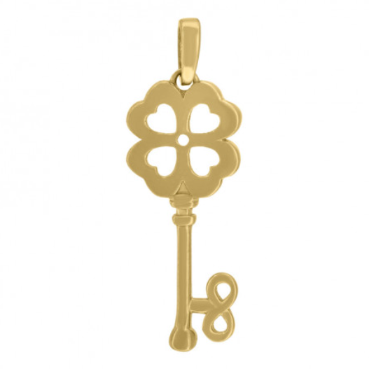 14k Four Leaf Heart Clover Infinity Key Charm