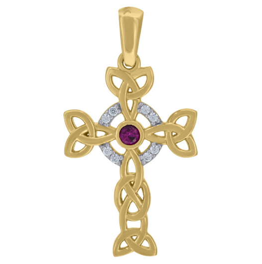 14k Yellow Gold Two-tone Gold Unisex Garnet Cubic Zirconia  Charm
